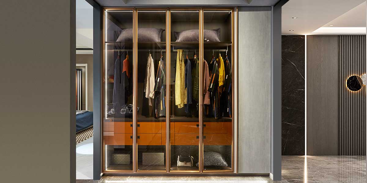 Contemporary Wardrobe with Brown Glass Doors Contemporary Wardrobe with Brown Glass Doors
