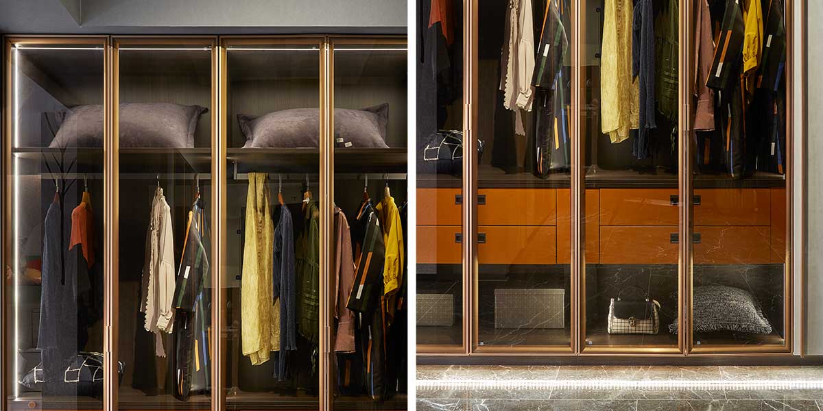 Contemporary Wardrobe with Brown Glass Doors Contemporary Wardrobe with Brown Glass Doors