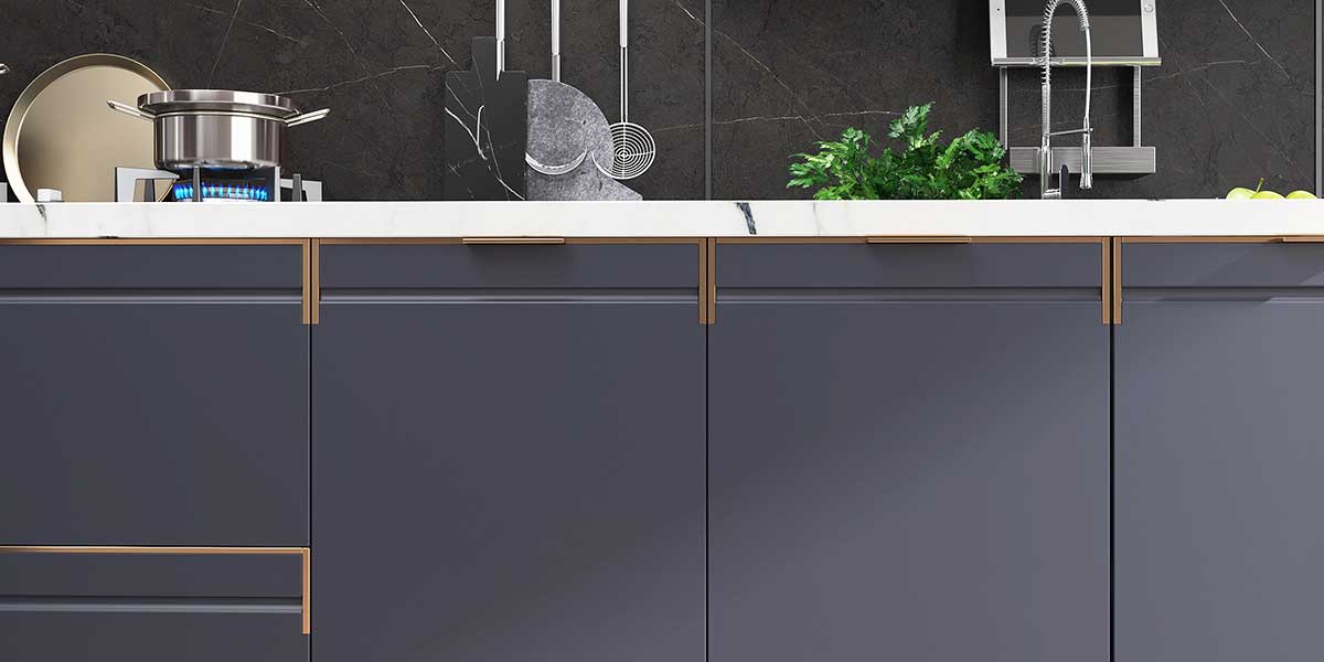 Blue Lacquer Kitchen Cabinet
