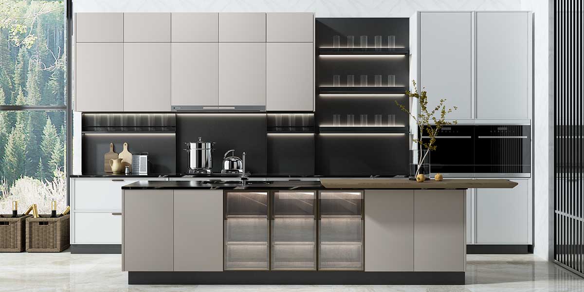 Modern Parallel Shaped Kitchen Cabinets