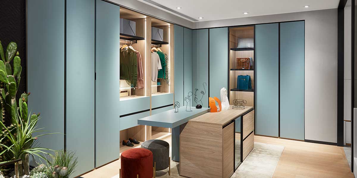 Light Blue Melamine Modern Simple Wardrobe Light Blue Melamine Modern Simple Wardrobe
