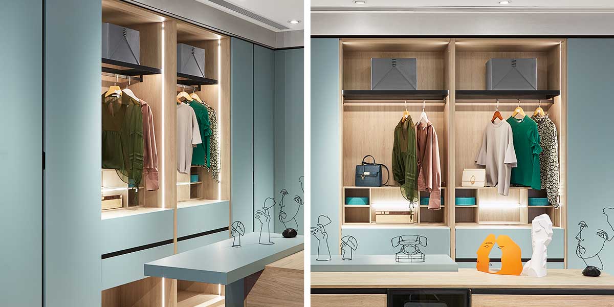 Light Blue Melamine Modern Simple Wardrobe Light Blue Melamine Modern Simple Wardrobe