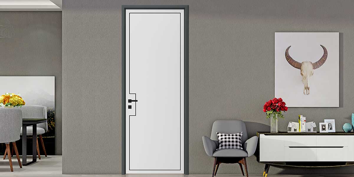 Modern Minimalist White Geometric Wooden Door 