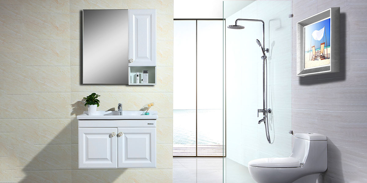 White PVC Wooden Shaker Bathroom Vanity