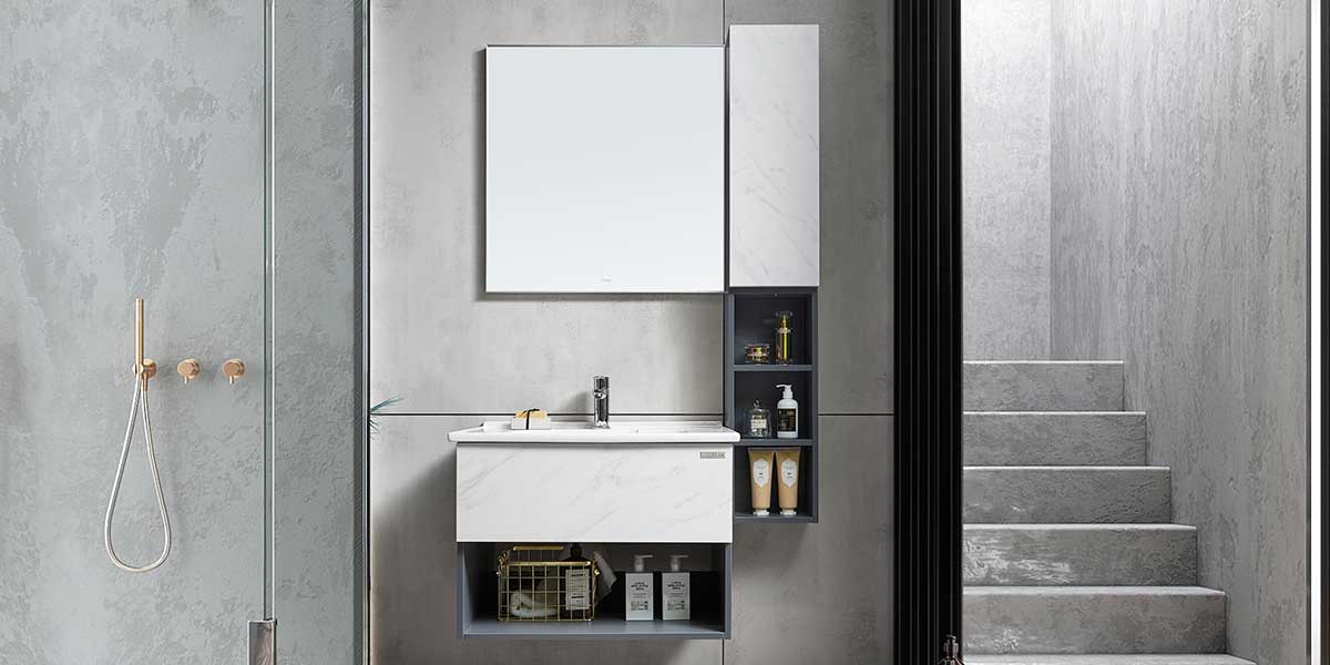 White Modern Bathroom Vanity Design 