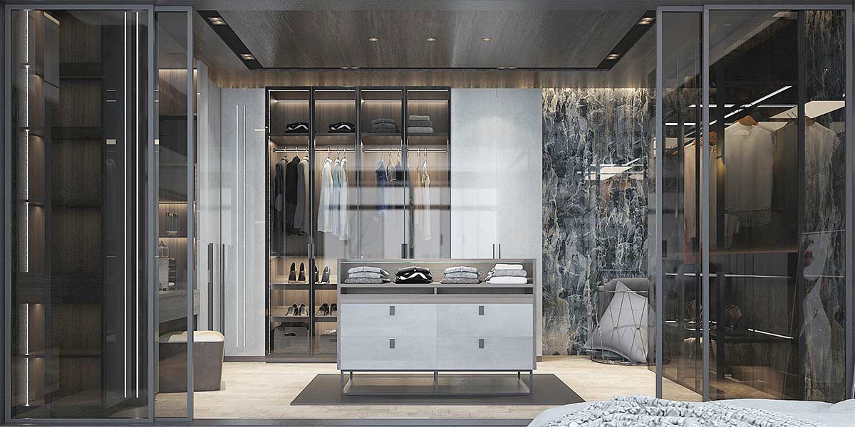 High Gloss UV Lacquer Walk in Closet