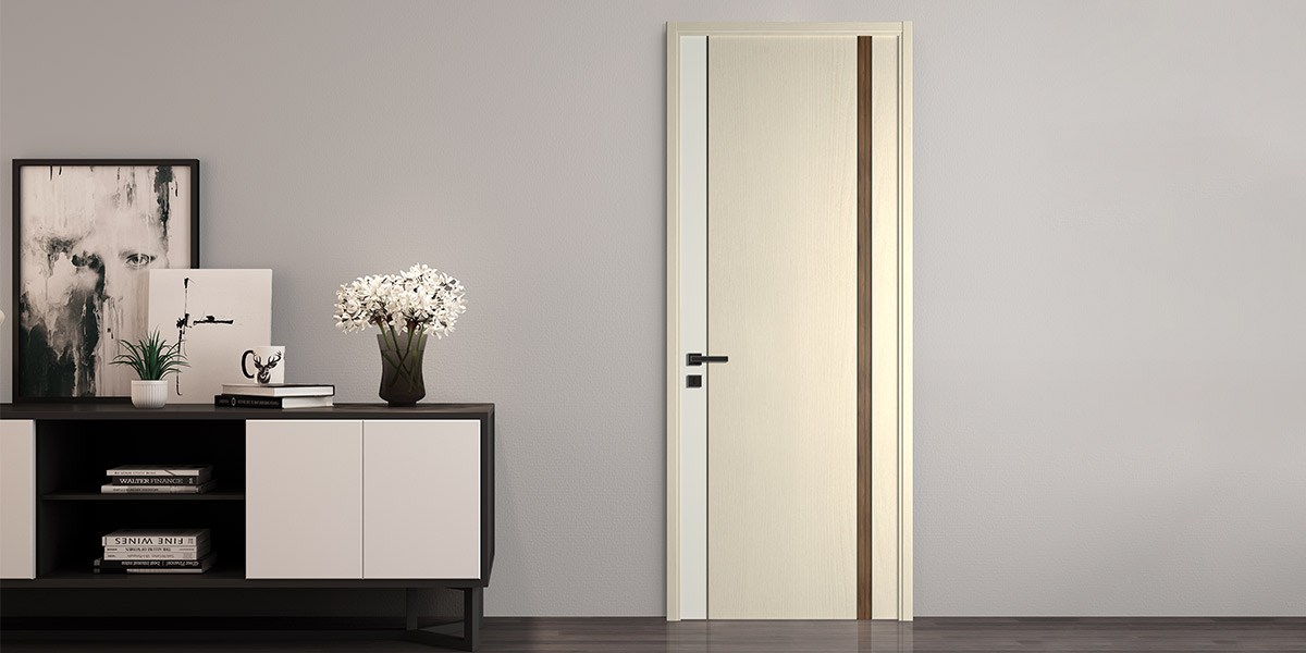Modern White and wood Interior PVC Door