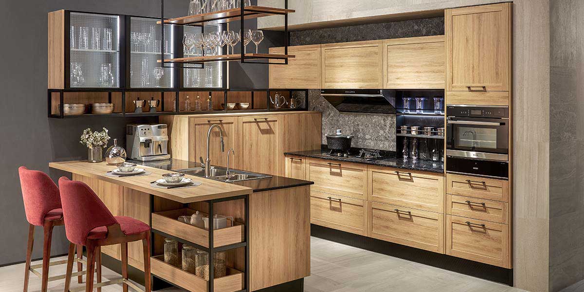 Rustic Melamine Wood Kitchen Cabinets