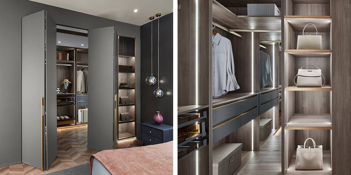 Italian Gary Walk in Closet with Folding Door