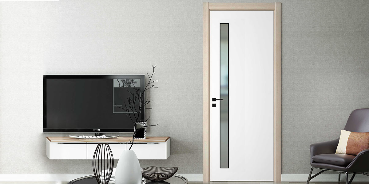 Modern White Interior PVC Door with glass panels