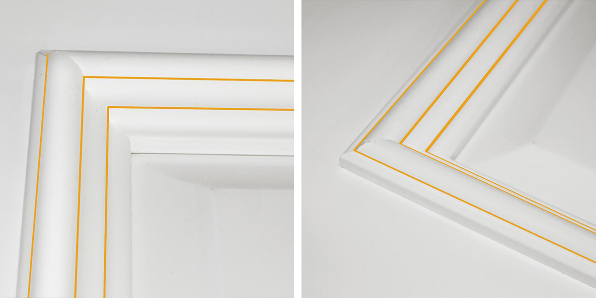 White Lacquer Shaker Interior Door with Golden Lines Door with Golden Lines