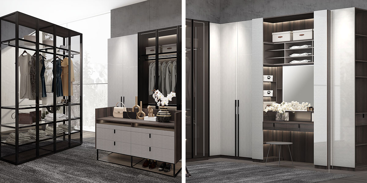 High Gloss White UV Lacquer Walk in Closet