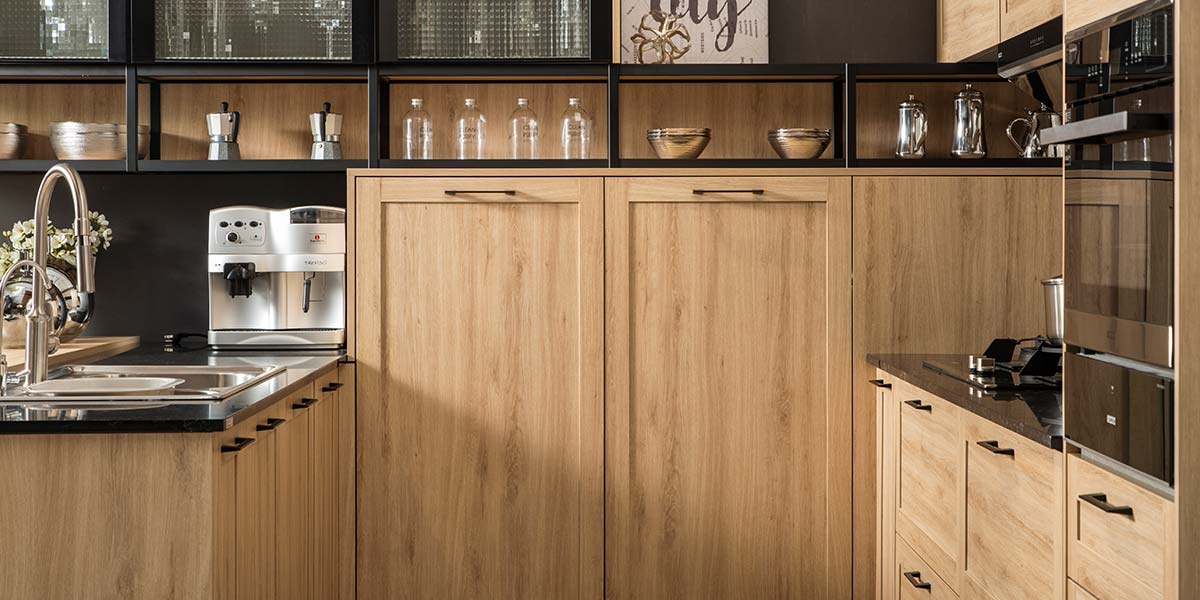 Rustic Melamine Wood Kitchen Cabinets