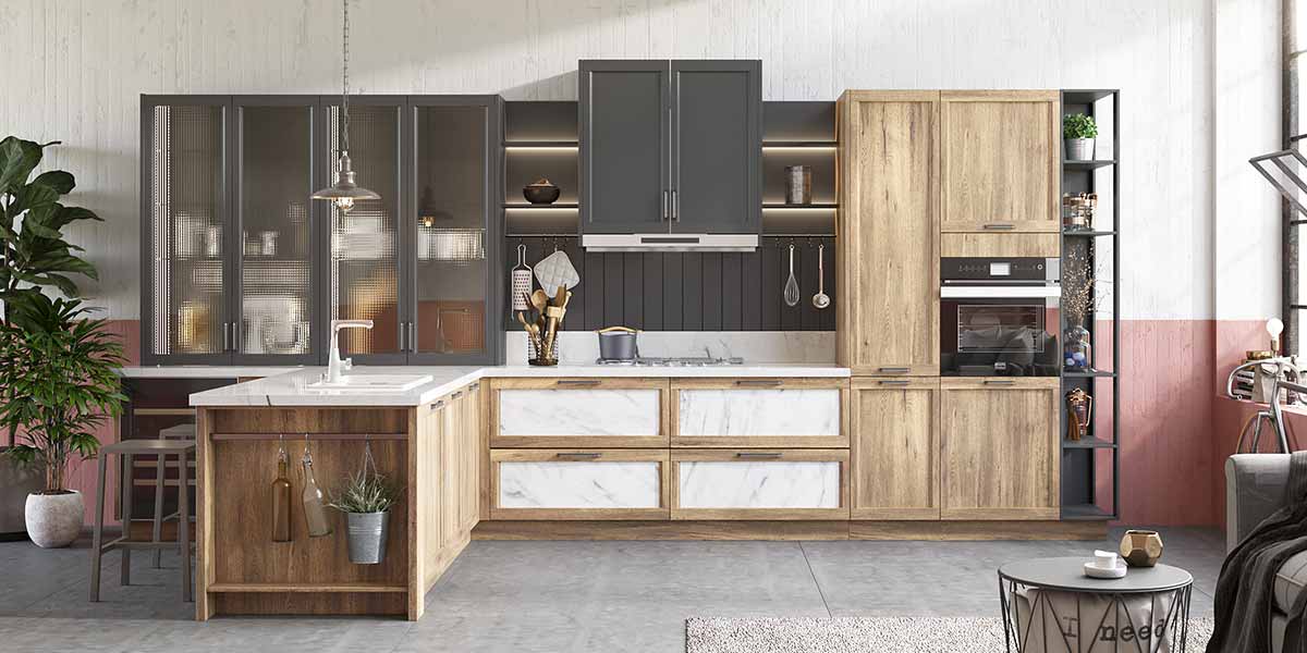 Thermofoil Wood Kitchen Cabinet in T Shape Thermofoil Wood Kitchen Cabinet in T Shape