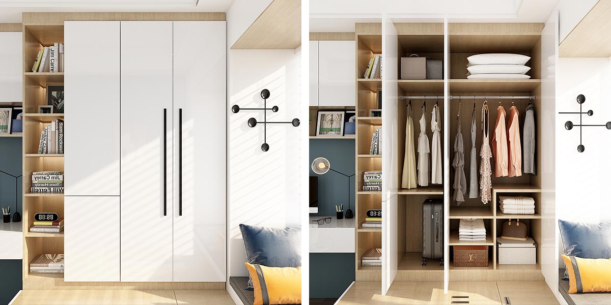 White Wood Wardrobe with Tatami