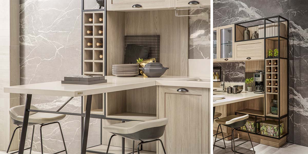 Kitchen cabinet with dining table