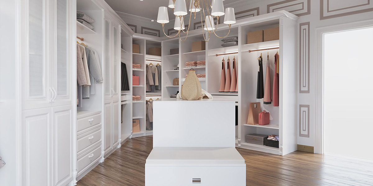 walk in closet in L shape