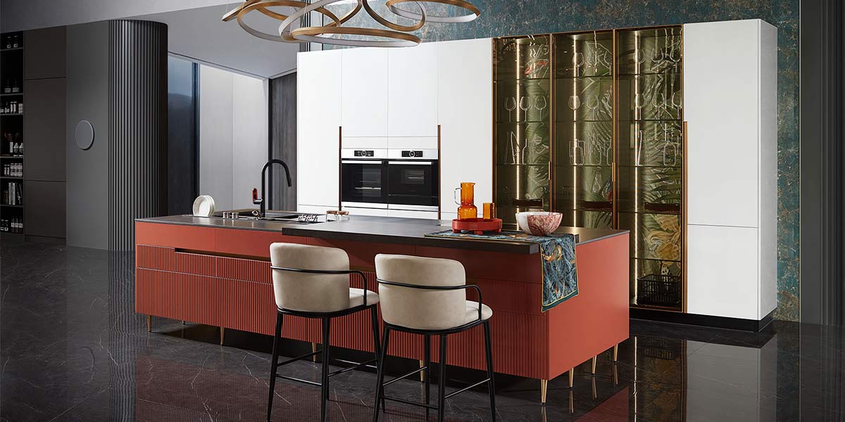 red island kitchen with seating