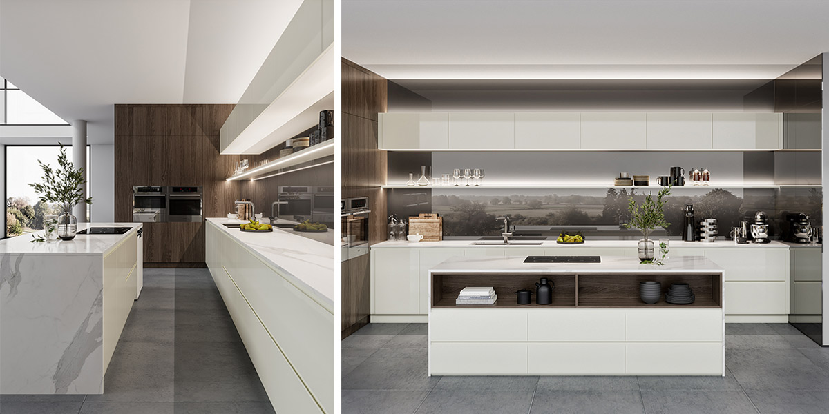 White Parallel Kitchens With Handleless Cabinets White Parallel Kitchens With Handleless Cabinets