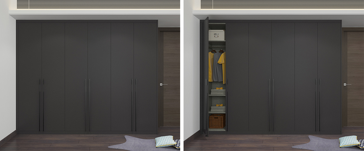 Sleek Black Wood Wardrobe