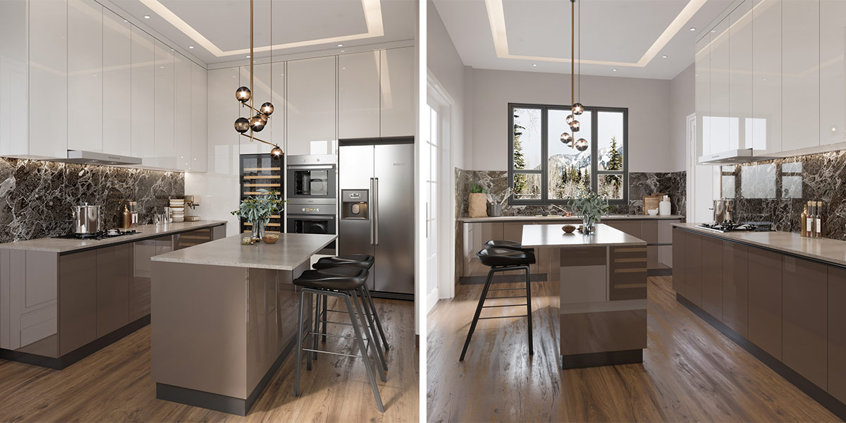 Modern White Brown Style Wet Kitchen Designs