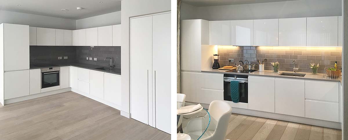 Glossy White Apartment Kitchen Project in London, UK