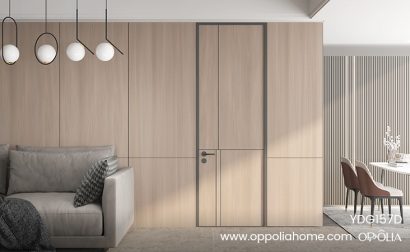 Ceiling-Height Wooden Door in Yellow Oak PVC Finish YDG157D