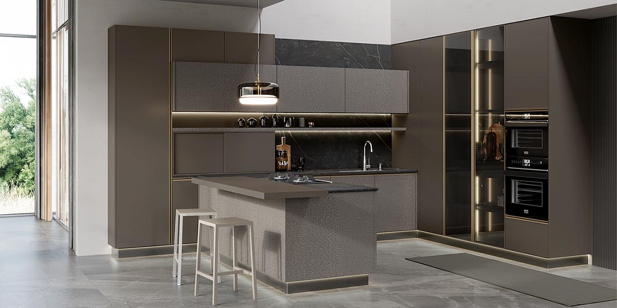 Custom Built Kitchen Cabinets in Coffee Color 