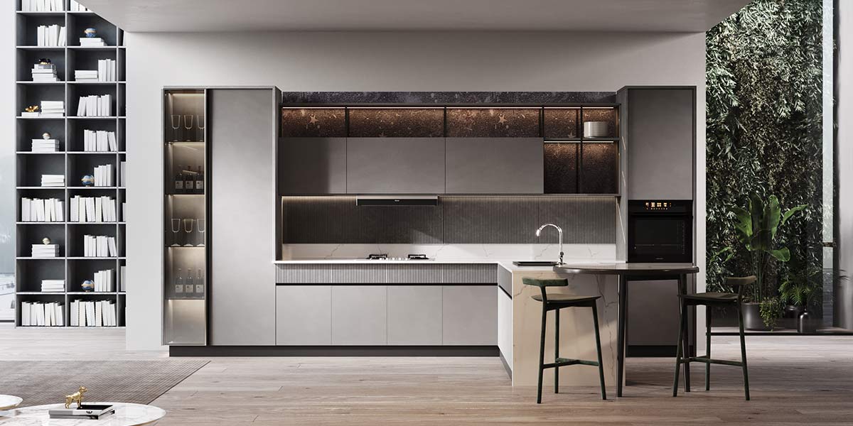 Grey Kitchen Cabinets with White Countertops Grey Kitchen Cabinets with White Countertops