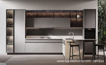 Grey Kitchen Cabinets with White Countertops