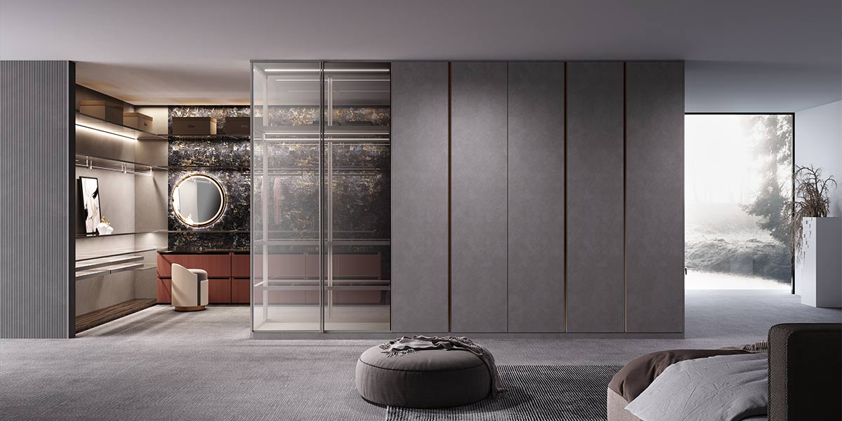 Grey Large Master Bedroom Closet Design