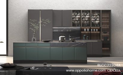 Innovative Dark Grey and Green Kitchen Idea
