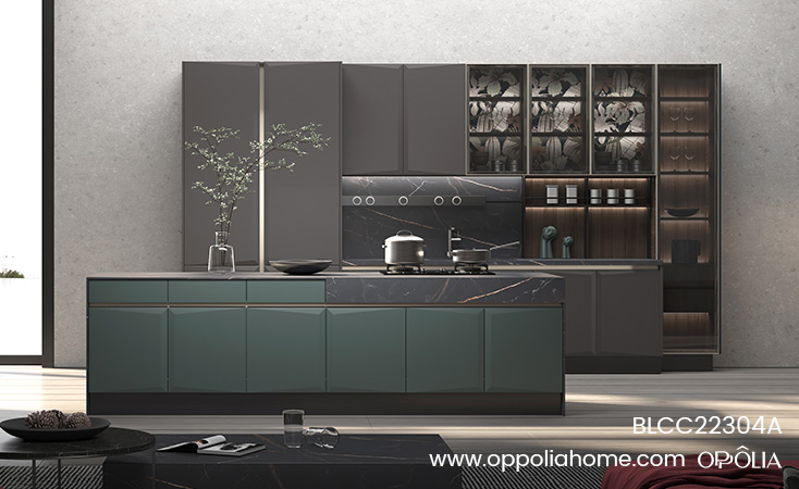 Innovative Dark Grey and Green Kitchen Idea