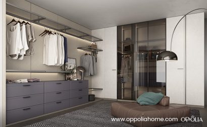 Light Grey and Purple PVC Bedroom Cupboards