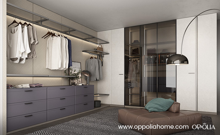 Light Grey and Purple PVC Bedroom Cupboards