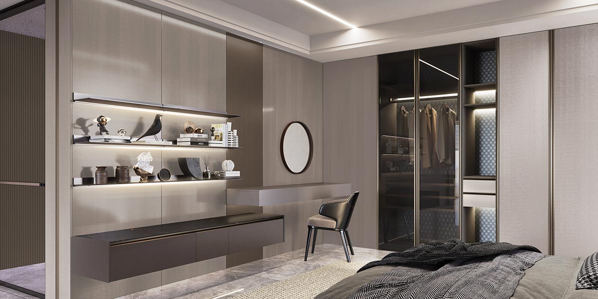 Modern Corner L Shape Wardrobe Design Luxury L-shaped Corner Wardrobe with dressing table