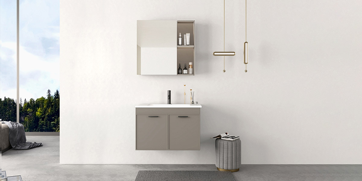 Gray Wall-mounted Bathroom Vanity Units