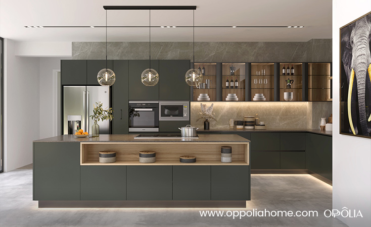 Dark Grey Kitchen Cabinets Minimalist Style