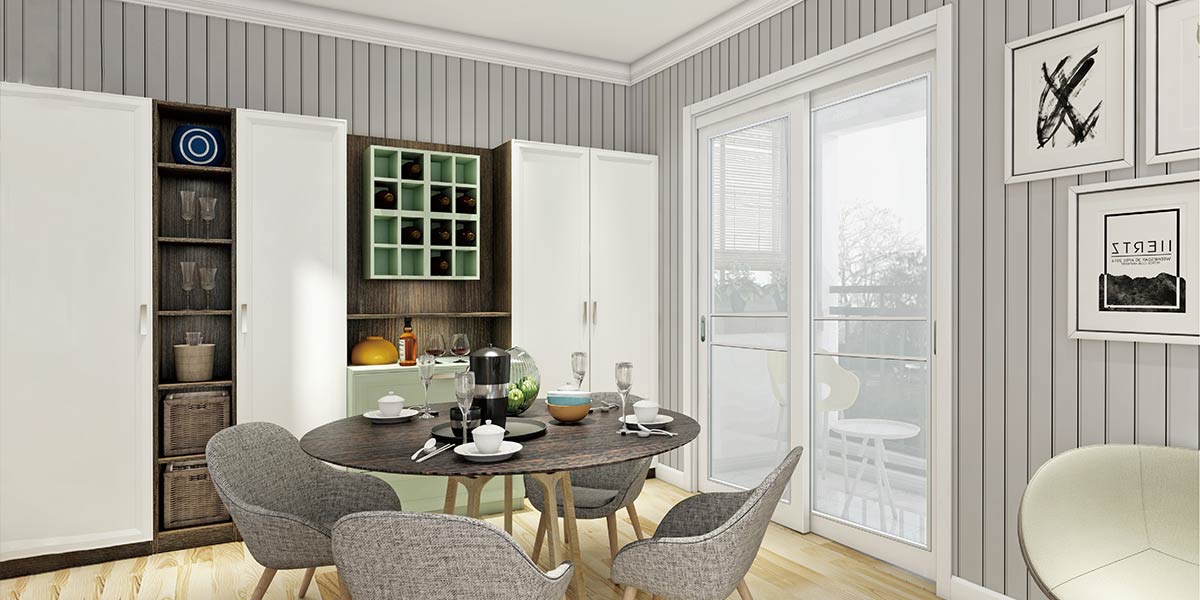 Modern White Slidng Glass Patio Door