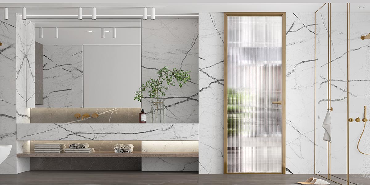 Single Frosted Glass Door for Bathroom