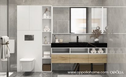 Custom Bathroom Vanity with Tall Side Cabinet