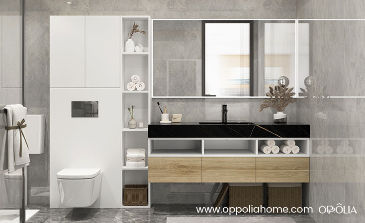 Custom Bathroom Vanity with Tall Side Cabinet