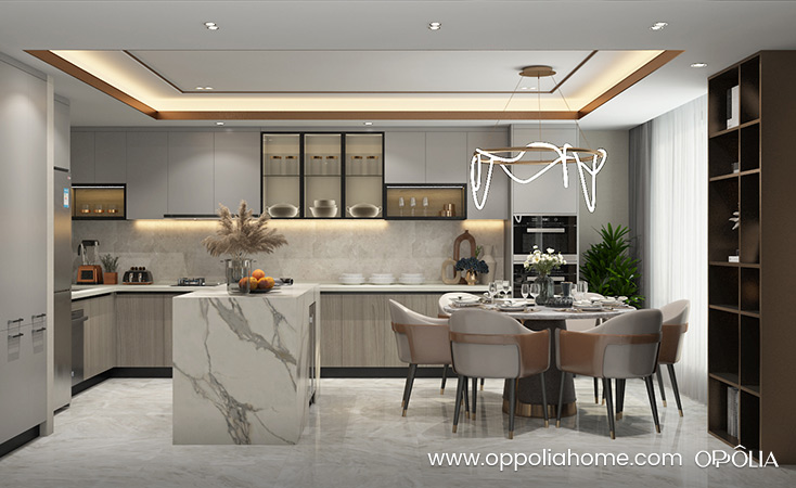 Mindful Gray Kitchen Cabinets with Island