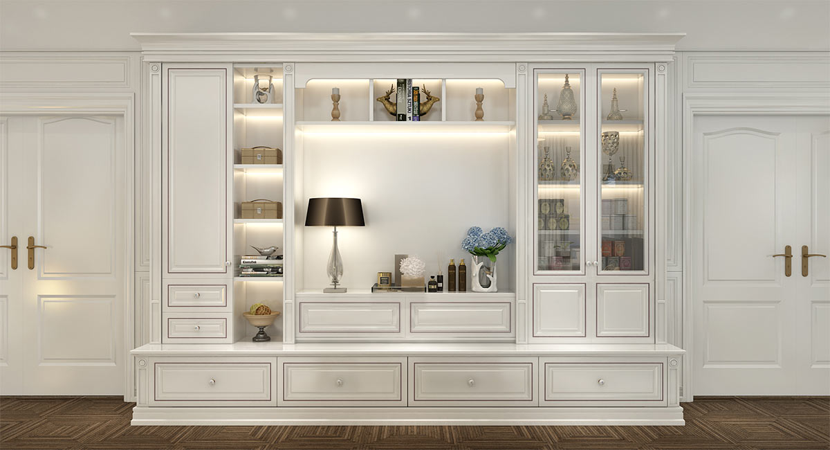 living room built-in cupboard