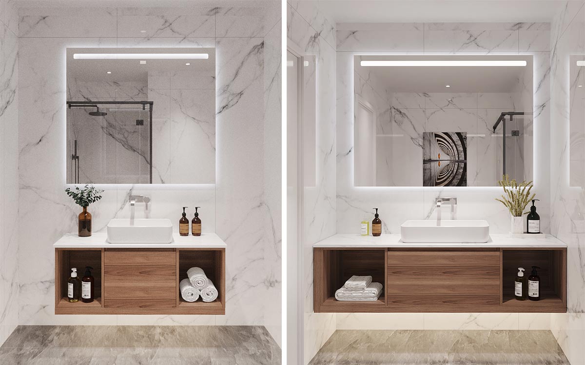 Wall-mounted Walnut Wooden Bathroom Vanities Wall-mounted Walnut Wooden Bathroom Vanities