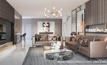 Minimalist Glossy Painting Built-ins for High-End Villa