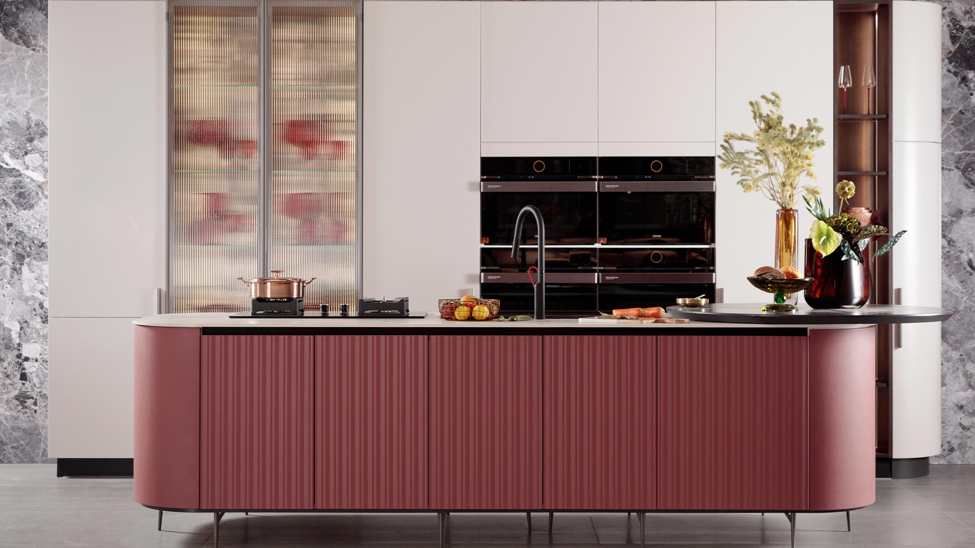 curved island kitchen design