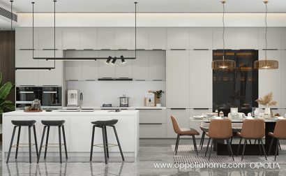 Light Grey Kitchen With Black Hardware