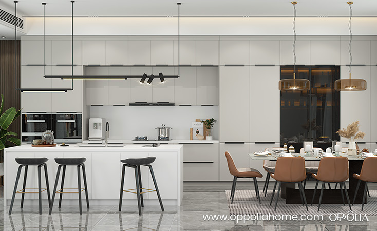 Light Grey Kitchen With Black Hardware