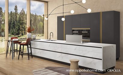 Modern Galley Kitchen in Grey and White